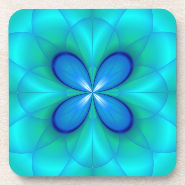 Vier blaue Petalen Untersetzer (Vorderseite)