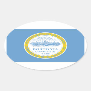 VIER Boston-Flagge Ovaler Aufkleber