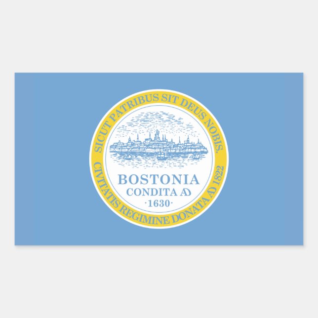 VIER Boston-Flagge Rechteckiger Aufkleber (Vorderseite)