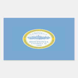 VIER Boston-Flagge Rechteckiger Aufkleber