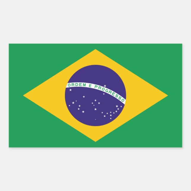 VIER Brasilianische Flagge Rechteckiger Aufkleber (Vorderseite)