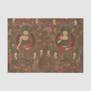 Vier Buddhas im reinen Land-Buddhismus Seidenpapier
