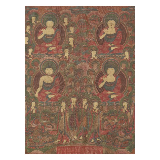 Vier Buddhas im reinen Land-Buddhismus Tischdecke (Vorderseite)