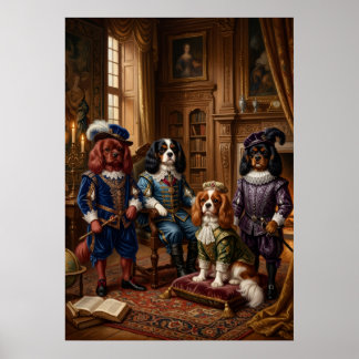 Vier Cavalier Spaniel Musketiere Porträt Poster