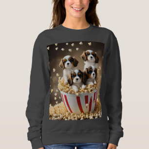 Vier Cavalier Spaniel Welpen im Popcorn, Sweatshirt