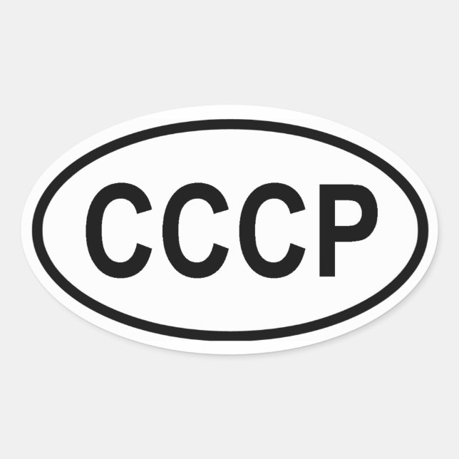 VIER "CCCP" OVALER AUFKLEBER (Vorderseite)
