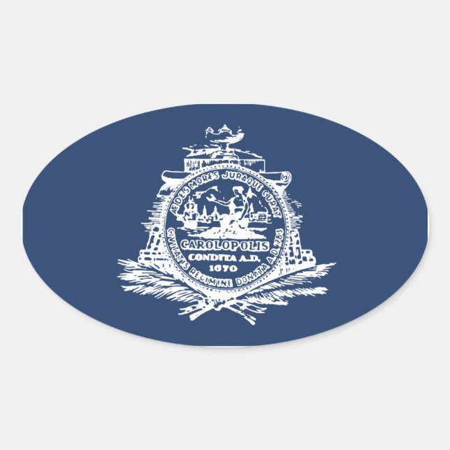 VIER Charleston, Sc-Flagge Ovaler Aufkleber (Vorderseite)