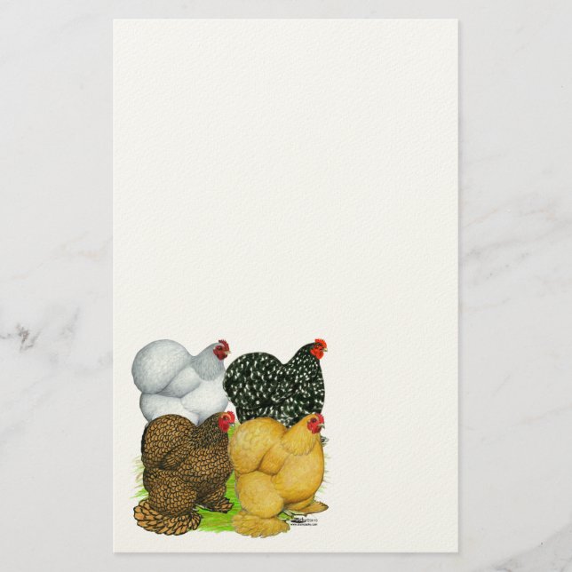 Vier Cochin Hens Briefpapier (Vorderseite)