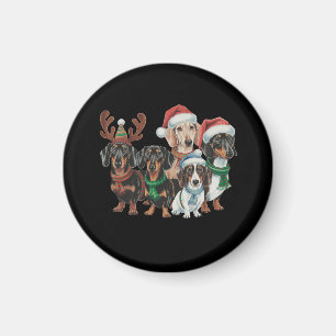 Vier Dackeln Hunde mit festlicher Kleidung Magnet