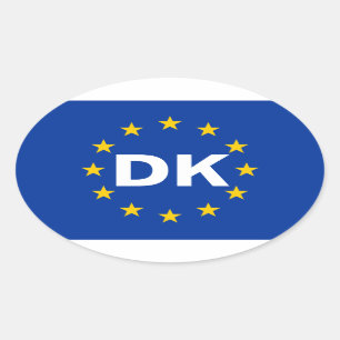 VIER Dänemark "DK" europäische Ovaler Aufkleber