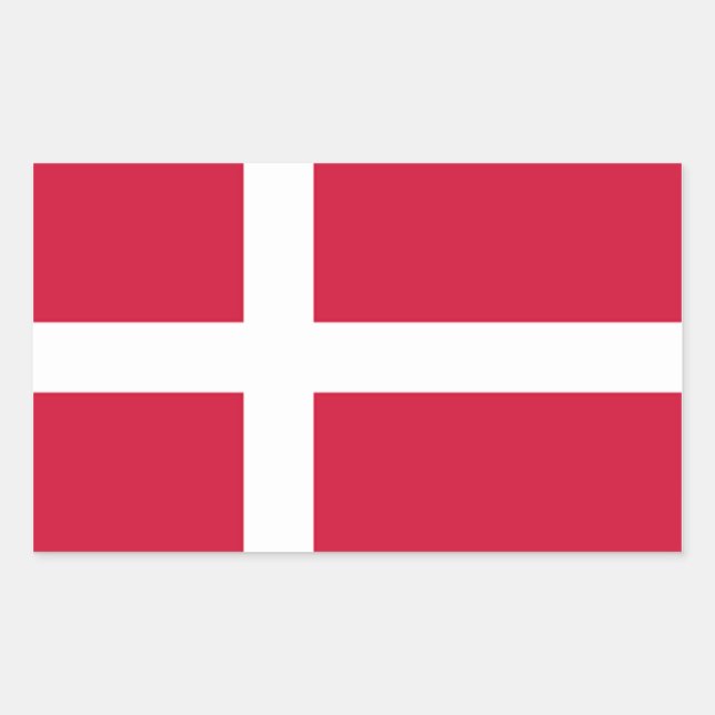VIER dänische Staatsflagge Rechteckiger Aufkleber (Vorderseite)