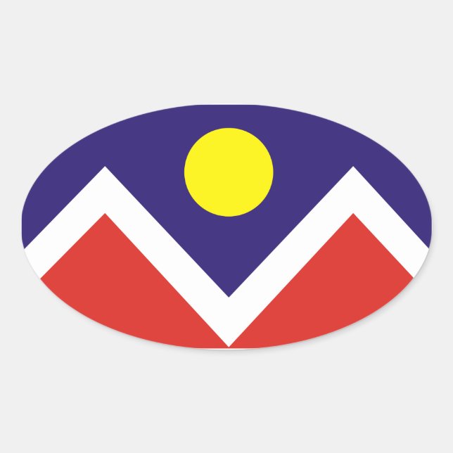 VIER Denver, Colorado Flag Ovaler Aufkleber (Vorderseite)