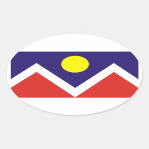 VIER Denver, Colorado Flag Ovaler Aufkleber
