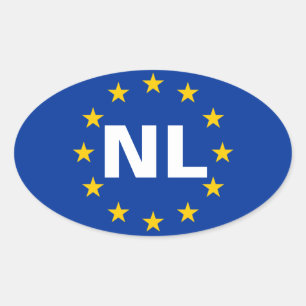 VIER die Niederlande "NL " Ovaler Aufkleber