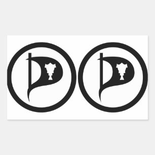 VIER Doppel-Piraten-Party in Island Rechteckiger Aufkleber
