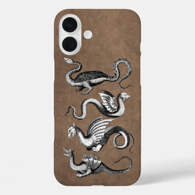 Vier Dragons Imitat Leather iPhone 16 Plus Hülle (Rückseite)