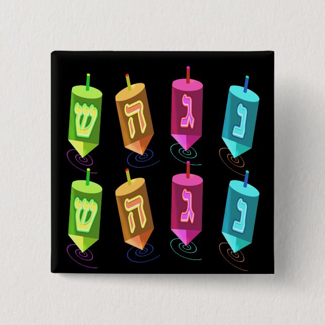 Vier Dreidels Knöpfe Button (Vorderseite)