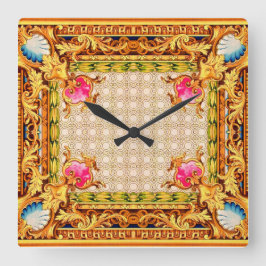 vier Ecken Barock Quadratische Wanduhr
