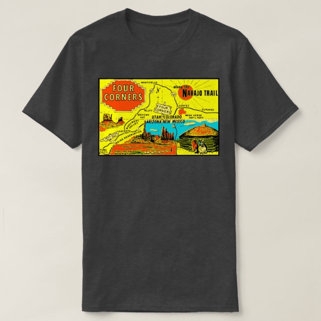 Vier Ecken Monument Vintage Reise T-Shirt (Design vorne)