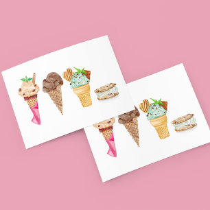 Vier Eiscremes Personalisiert Postkarte