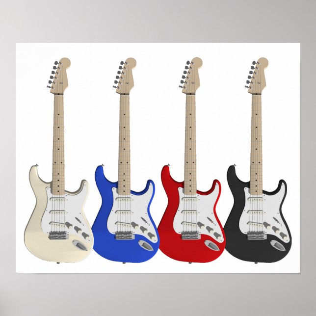 Vier, elektrische Gitarren Poster (Vorne)