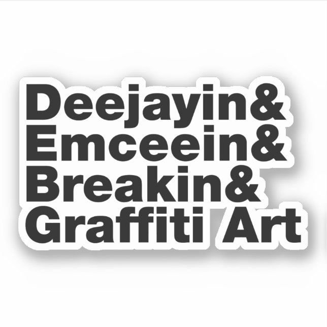 Vier Elemente des Hip Hop Aufkleber (Vorderseite)