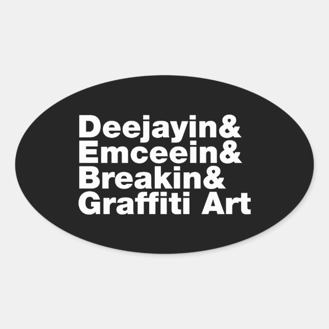 Vier Elemente des Hip Hop Ovaler Aufkleber (Vorderseite)