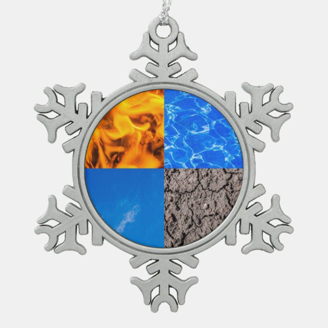 Vier Elemente Schneeflocken Zinn-Ornament (Vorderseite)