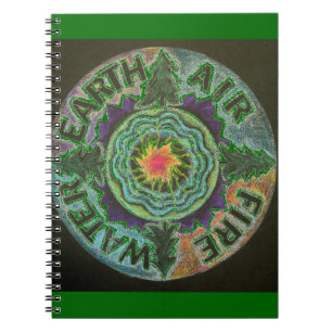 Vier Elementesun-Mandala Notizblock