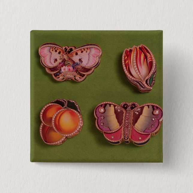 Vier emailliert und jewelled Kästen, Schmetterling Button (Vorderseite)