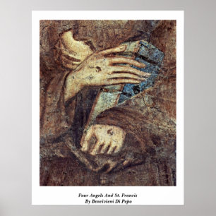 Vier Engel und St Francis durch Bencivieni Di Pepo Poster
