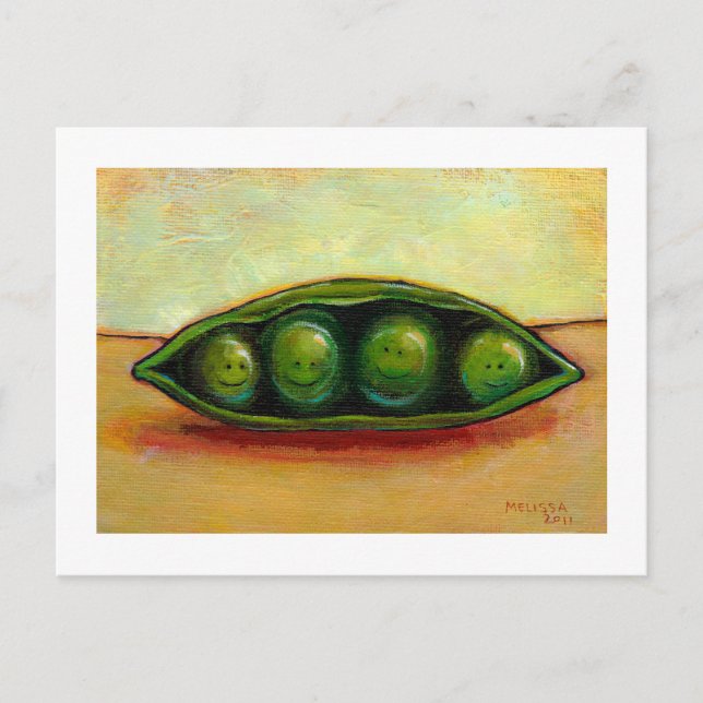 Vier Erbsen in einer tollen, einzigartigen Kunst Postkarte (Vorderseite)