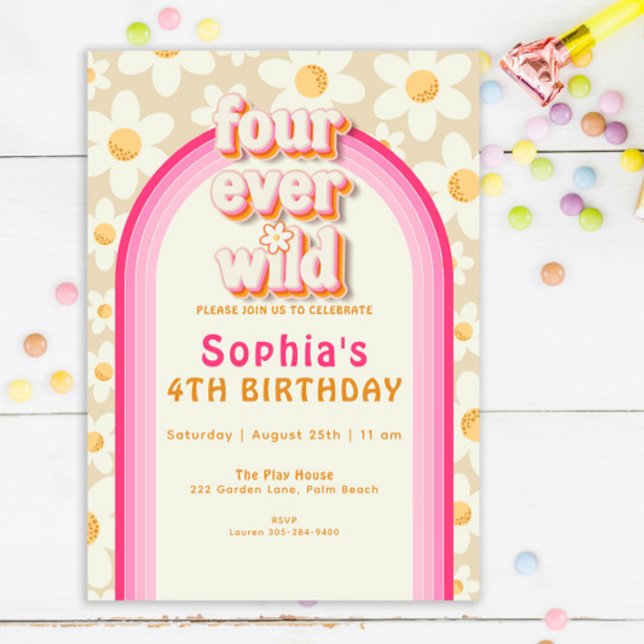 Vier Ever Wild Daisy Rainbow - Einladung zum Gebur (Von Creator hochgeladen)