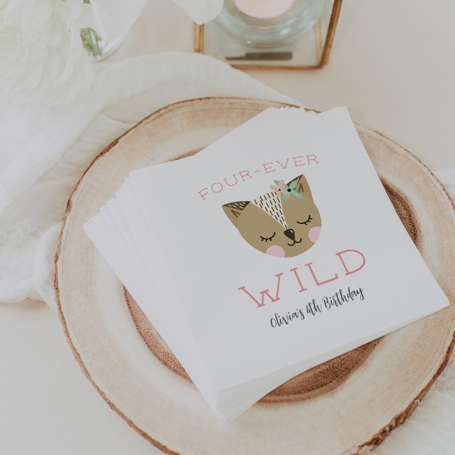Vier-Ever Wild | Woodland Boho Kindergeburtstag Pa Serviette (Von Creator hochgeladen)