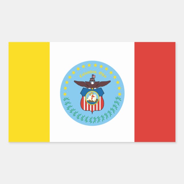 VIER Fahne von Columbus, Ohio Rechteckiger Aufkleber (Vorderseite)