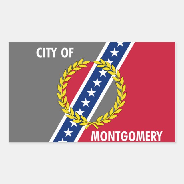 VIER Fahne von Montgomery, Alabama Rechteckiger Aufkleber (Vorderseite)