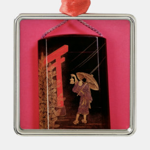 Vier Fall inro, der ein Mannschützen darstellt Silbernes Ornament