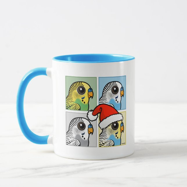Vier-Farb-Xmas-Budgies Tasse (Links)