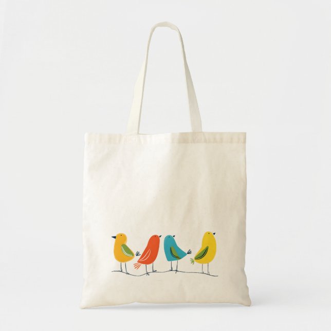 VIER FARBBIRDS MINIMALISTISCHES DESIGN AUF DER TOT TRAGETASCHE (Vorne)
