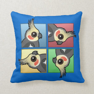 Vier FarbCockatiel Kissen