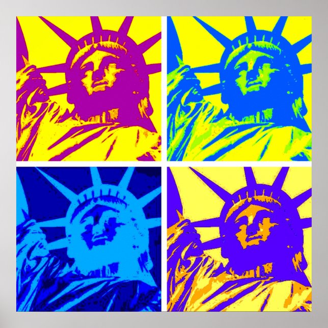 Vier Farben Pop Art Statue of Liberty Poster (Vorne)
