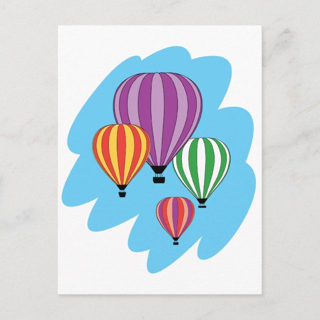 Vier farbige Heißluftballons Postkarte (Vorderseite)