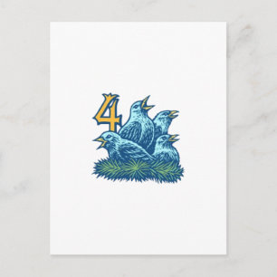 Vier farbige Vögel Postkarte