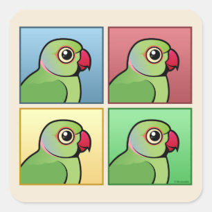 Vier FarbRose-beringter Parakeet Quadratischer Aufkleber