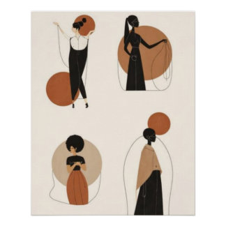 Vier feminine Formen | Moderne afrikanische abstra Poster