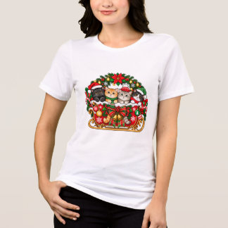 Vier Festliche Kätzchen Weihnachtskatze Tri-Blend Shirt