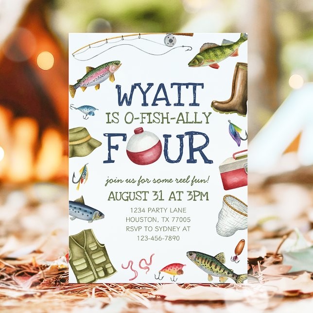 Vier Fische - Alleinstehende Fischerei - 4. Geburt Einladung (Von Creator hochgeladen)