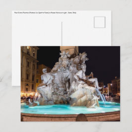 Vier Flüsse Springbrunnen auf der Piazza Navona in Postkarte
