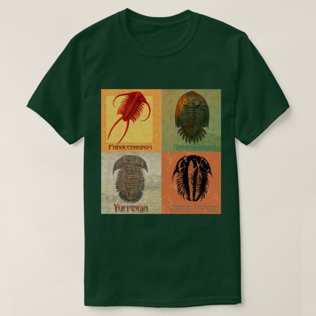 Vier Fossile Trilobite Montage T-Shirt (Design vorne)