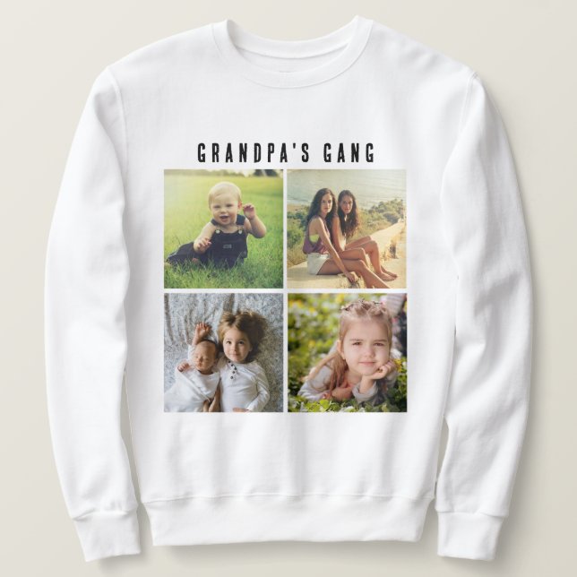 Vier Foto Collage Grid, Opa's Gang Custom Sweatshirt (Design vorne)